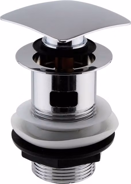 Balterley Square Slotted Push Button Basin Waste in Silver Chrome