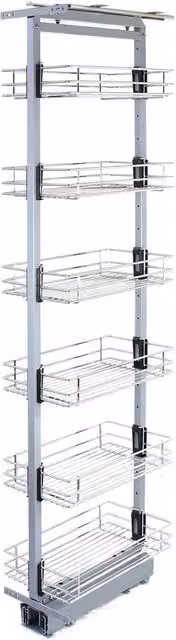 Monstershop KuKoo Pull Out Soft Close Kitchen Larder in Silver, Depth: 46 cm, Height: 190 cm