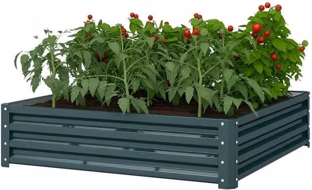 Kelvenix Metal Raised Garden Bed in Green, W/D/H: 120 x 120 x 30 cm