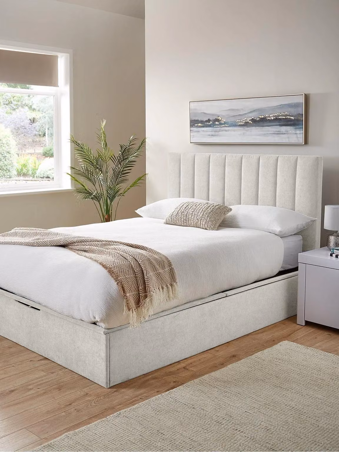 Very Home Nova End Lift Ottoman King Bed in Ivory with Underbed Storage