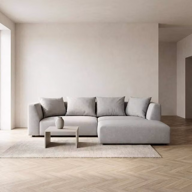 Abakus Direct Tokyo Reversible L-Shape Corner Sofa in Grey and Green Brushed Tweed Fabric