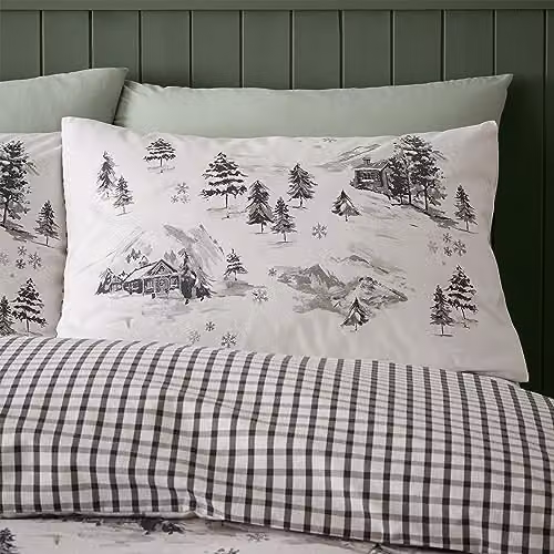Catherine Lansfield Alpine Village Double Duvet Cover Set with Pillowcases, Brushed Cotton Flannelette, Beige, Duvet Cover: 200 x 200 cm, Pillowcases: 50 x 75 cm – 2