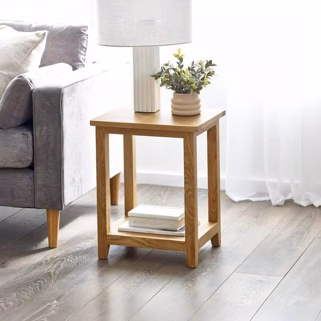 Julian Bowen Mallory Oak Square Lamp Table in Brown