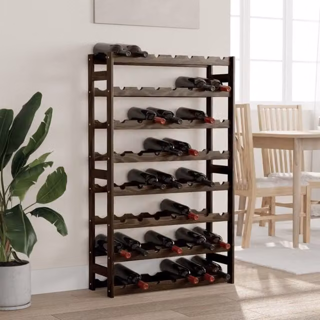 Berkfield Home Black Solid Pine Wall Mounted Wine Rack for 56 Bottles – 1