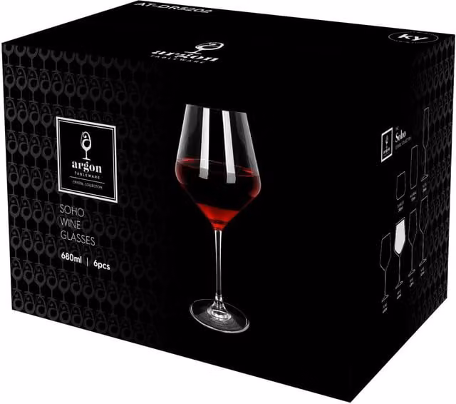 Argon Tableware Lead-Free Crystal Wine Glasses, Transparent, Pack of 24, 680 ml