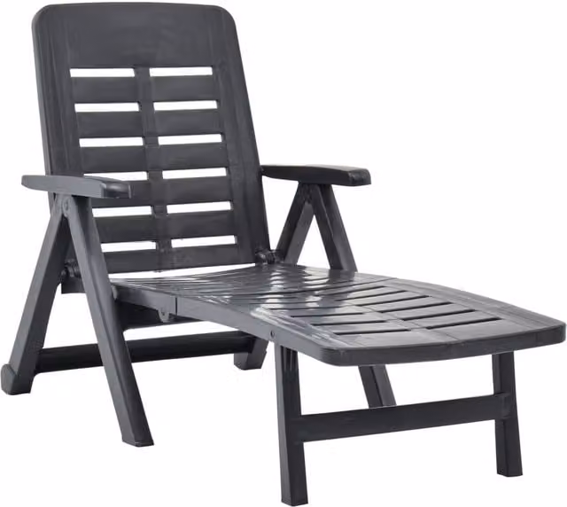 Berkfield Home Folding Sun Lounger in Anthracite and Black with Adjustable Headrest and Armrests
