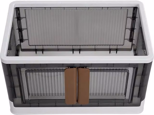 KORVIXA Stackable and Foldable Plastic Storage Bins in Transparent