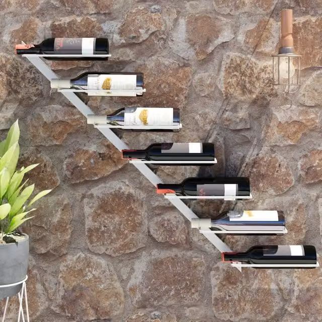 Berkfield Home Wall-mounted Metal Wine Rack in White for 7 Bottles – 1