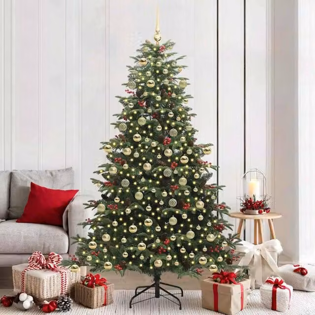 Berkfield Home Artificial Christmas Tree with 300 LEDs in Green, Height: 210 cm