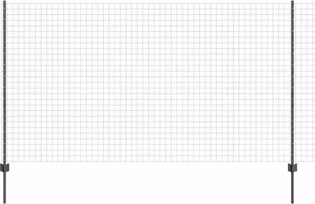 Berkfield Home Euro Fence Steel Garden Fence with 10 U-Posts, Dark Grey, W: 10 m, H: 1.4 m