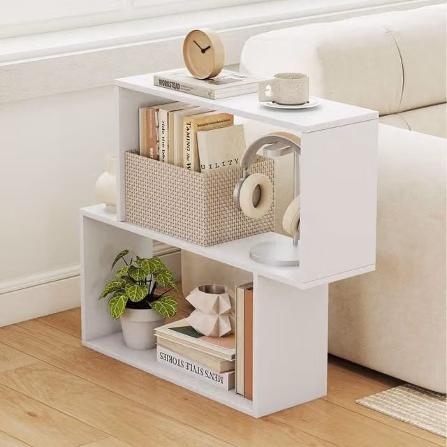 COSTWAY 3-Tier Geometric Modern Freestanding Cube Bookshelf in White
