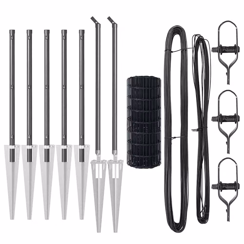 Berkfield Home Euro Fence with 7 Spike Posts, Galvanised Steel, Grey and Silver, W: 10 m, H: 0.8 m – 4