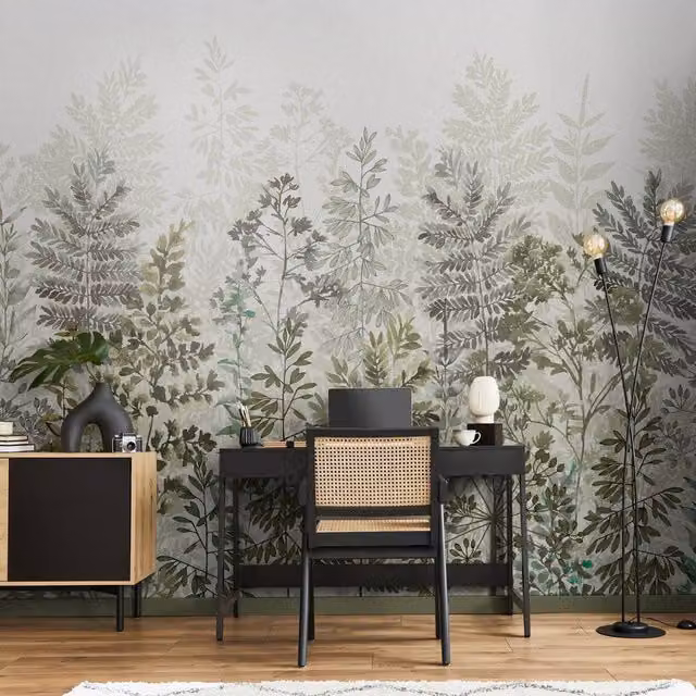 Superfresco Easy Leaf Silhouette Sage Print To Order Floral Wall Mural in Green, W: 300 cm, H: 280 cm