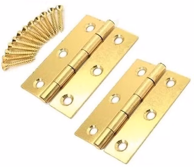 Golden Grace Brass Mortice Door Knobs with Butt Hinge Set in Gold