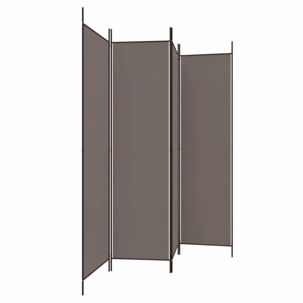 Berkfield Home 4-Panel Room Divider in Anthracite and Black Fabric, H 200 cm x W 200 cm – 3
