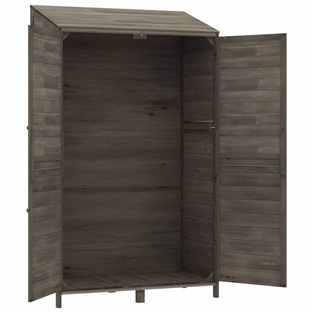 Berkfield Home Tall Garden Shed Cabinet in Anthracite, Solid Wood, W: 102 cm, D: 52 cm, H: 174.5 cm – 4