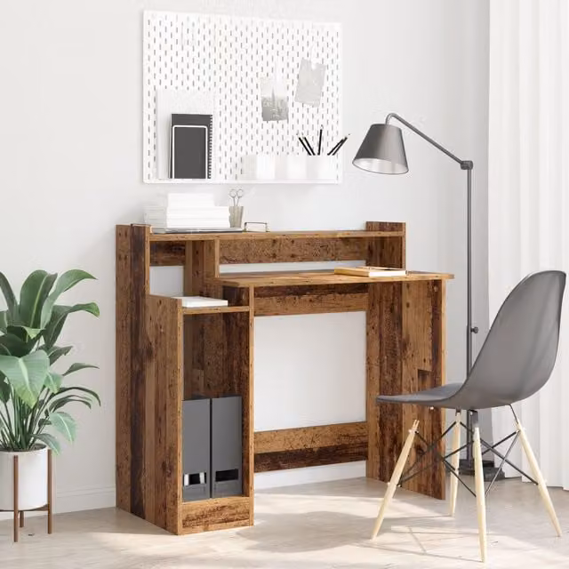 Berkfield Modern Writing Desk with Storage Shelf in Brown Engineered Wood – 1