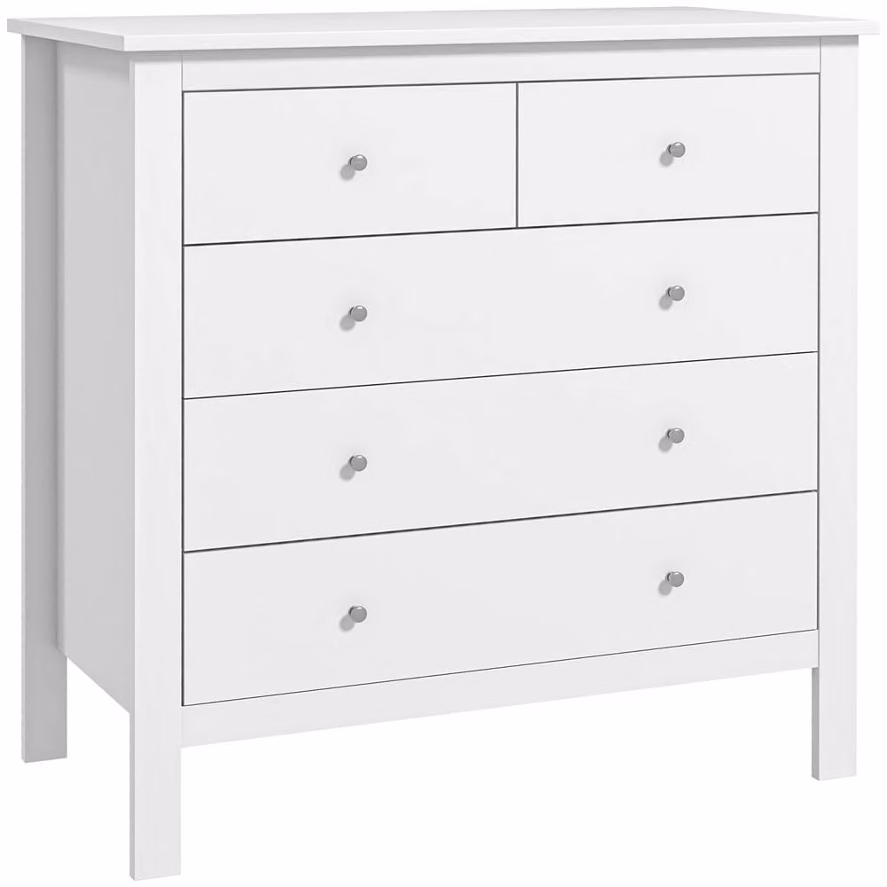 Wyld Haus Kesumo White 5 Drawer Chest, Wide Wooden Storage for Bedroom, Hallway or Living Room, W/D/H: 80.5 x 39.5 x 79 cm – 2