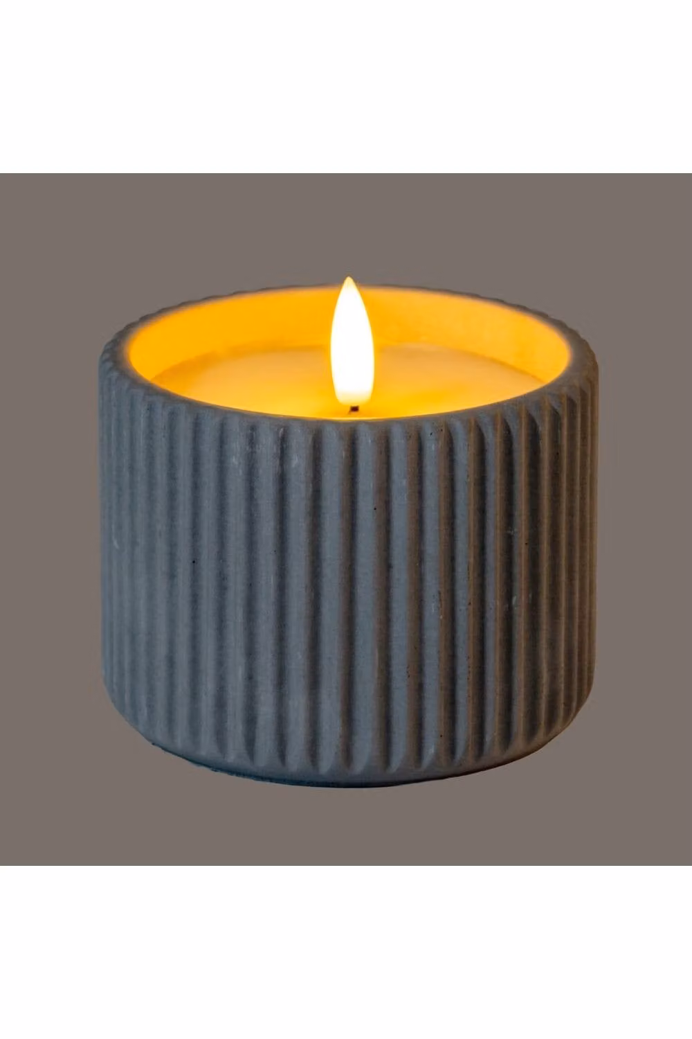 KDMD Luxe Collection Natural Glow Chalk Ribbed LED Pillar Candle, White, Medium – 2