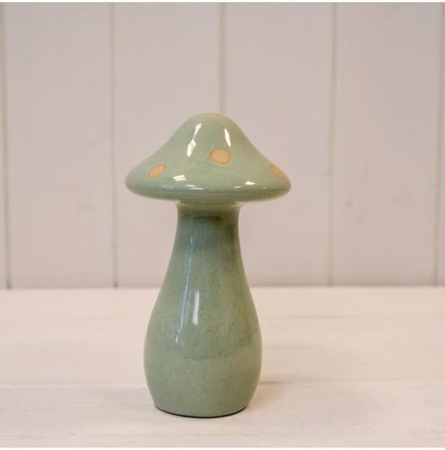 KDMD Small Pale Green Ceramic Mushroom Figurine