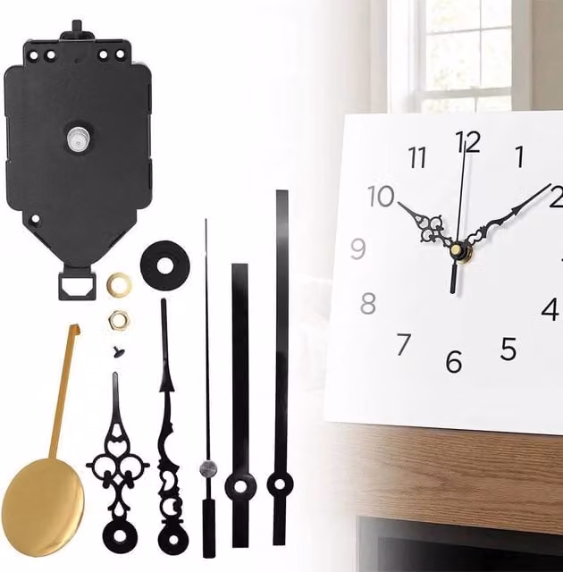 KORVIXA Black Quartz Pendulum Westminster Chime Wall Clock Movement Kit