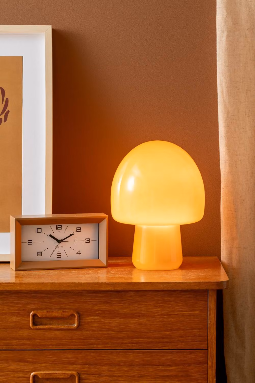 Present Time Karlsson Lujo Rectangle Analog Alarm Clock in Mocha Brown Wood – 3