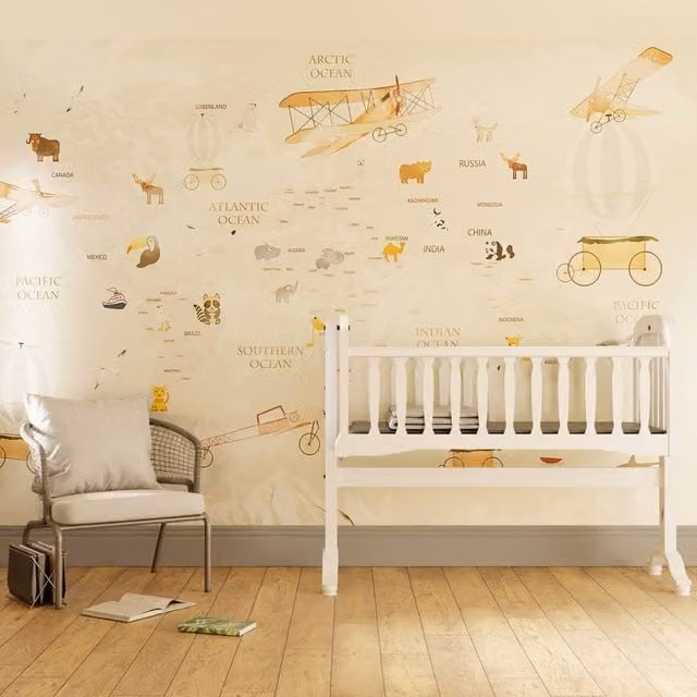 Superfresco Easy Around the World Neutral Print To Order Mural in Beige, W: 300 cm, H: 280 cm