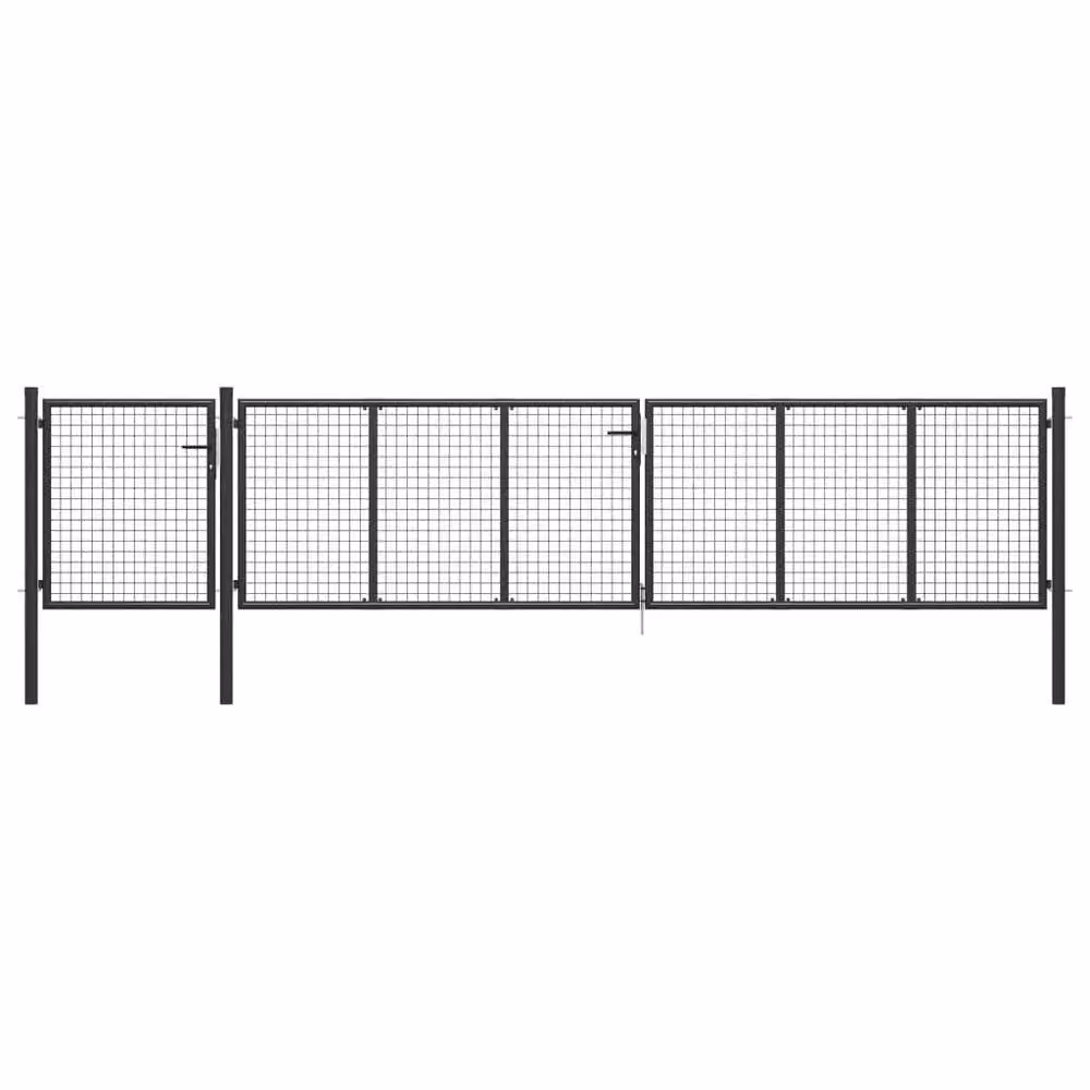 Berkfield Home Durable Steel Garden Gate in Anthracite Black, W: 500 cm, H: 75 cm – 1