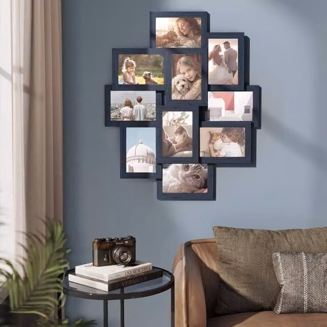 SONGMICS Wall Photo Gallery Display Set in Dark Blue, 10x15 cm