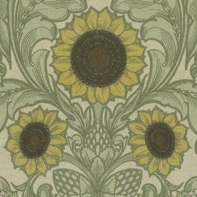 HOUSE Llewelyn-Bowen Sunny Side Up Printed Fabric Ivy in Green, Yellow and Multicolour