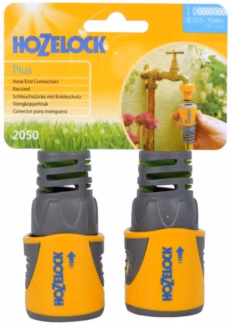 Hozelock 2050 Hose End Connector Plus 1/2 inch Yellow Plastic Hose Tail