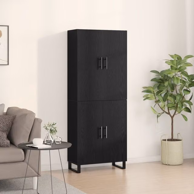 Berkfield Home Set of 2 Black Oak Cabinets, W/D/H: 69.5 x 34 x 180 cm – 1