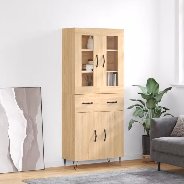 Berkfield Home Sonoma Oak Highboard in Brown, W/D/H: 69.5 x 34 x 180 cm – 1