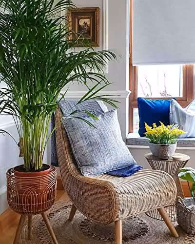 Desser Teardrop Wicker Reading Chair in Natural Brown and Beige Rattan, H 91 cm x W 54 cm x D 81 cm – 7