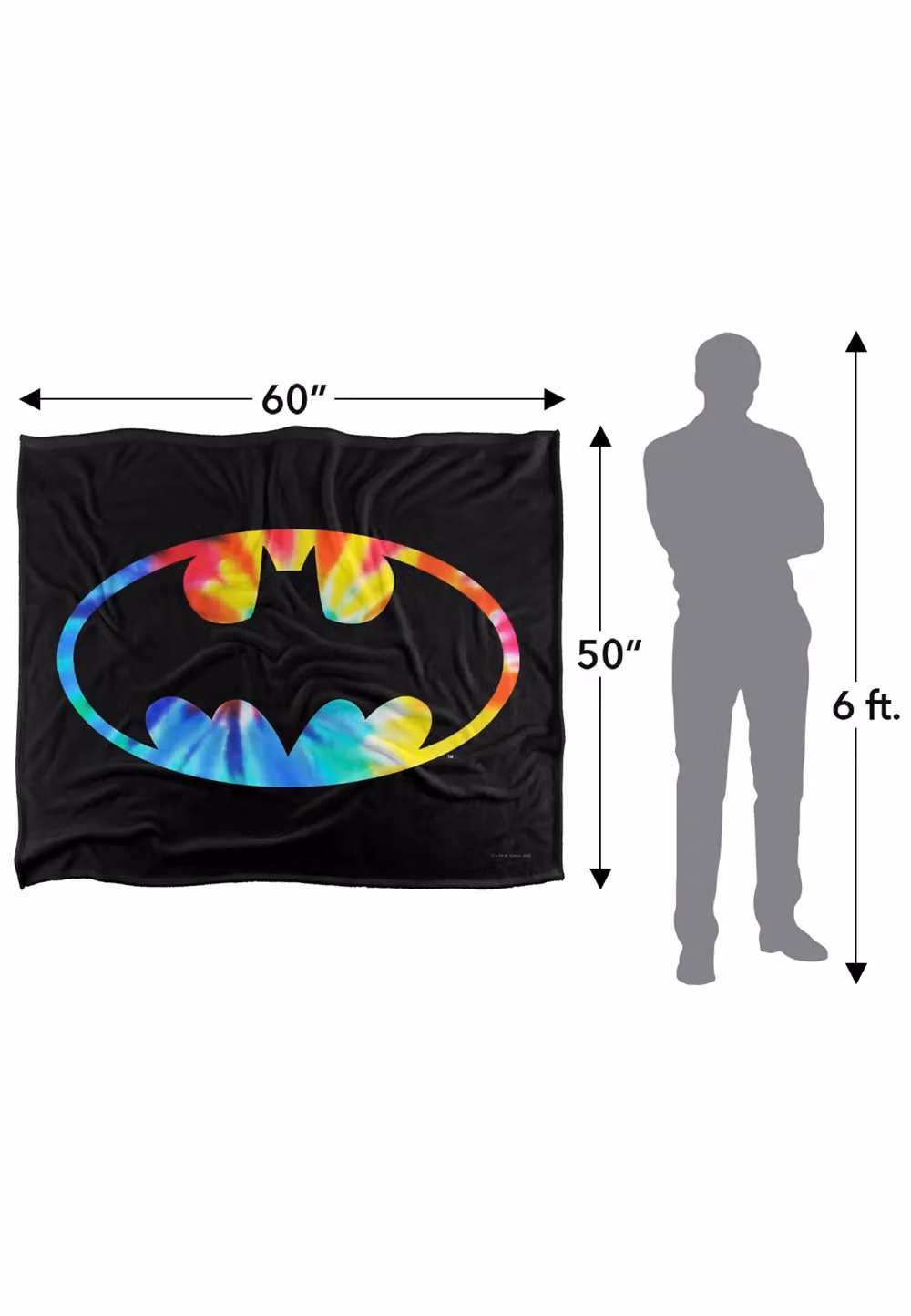 DC Comics Batman Tie Dye Logo Blanket, White, W: 152 cm, D: 127 cm – 3