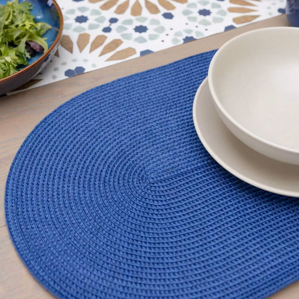 D-C-Fix Wipe Clean Woven Oval Placemats in Deep Blue, 4 Pack – 3