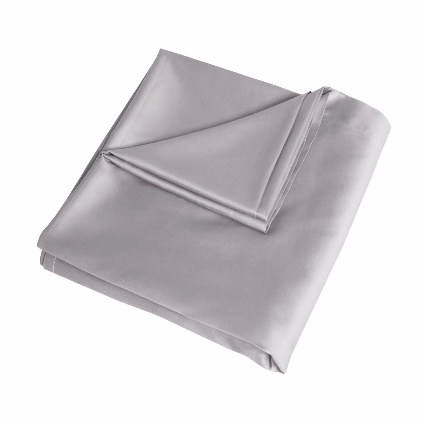 Smart Living 300 Thread Count 100% Cotton Mako Satin Anti-Allergy Fitted Sheet in Silver, W/D/H: 90 x 200 cm – 2