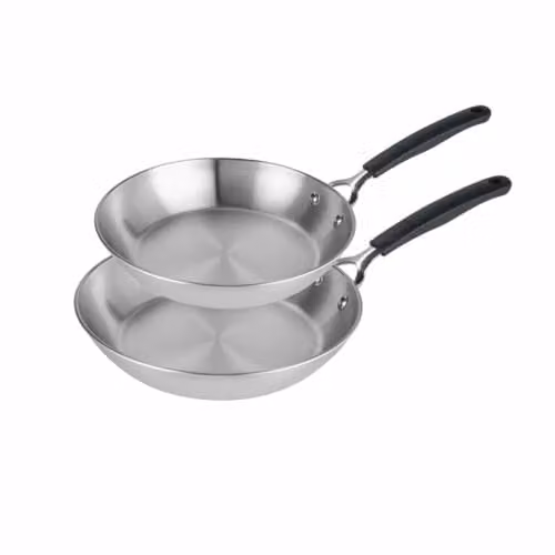 Prestige Uncoated Stainless Steel Frying Pan Set, 2-Piece, Silver
