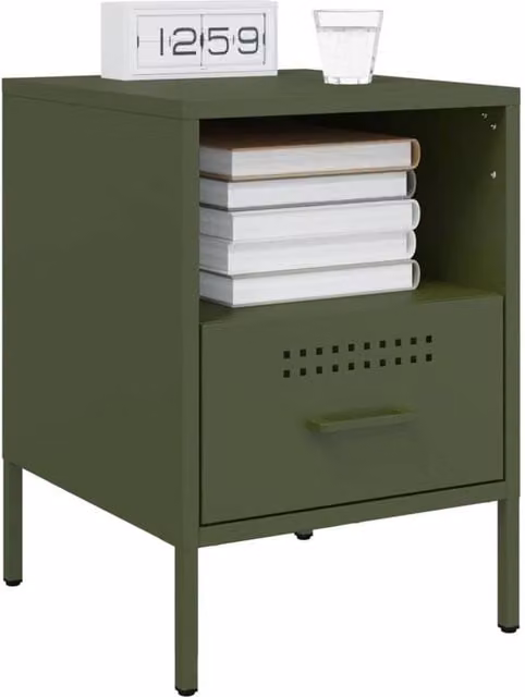 Berkfield Home Sturdy Bedside Cabinets, 2 Piece, Olive Green, W/D/H: 36 x 39 x 50.5 cm