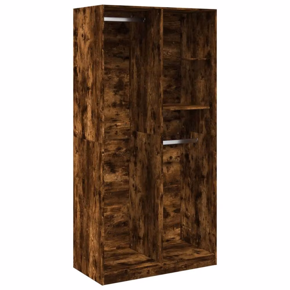 Berkfield Home Smoked Oak Wardrobe in Brown, W/D/H: 100 x 50 x 200 cm – 2