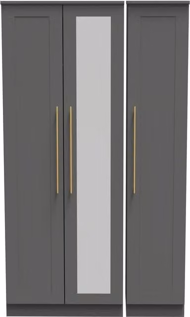 2 U Helmsley Tall Triple Mirror Wardrobe in Dark Grey