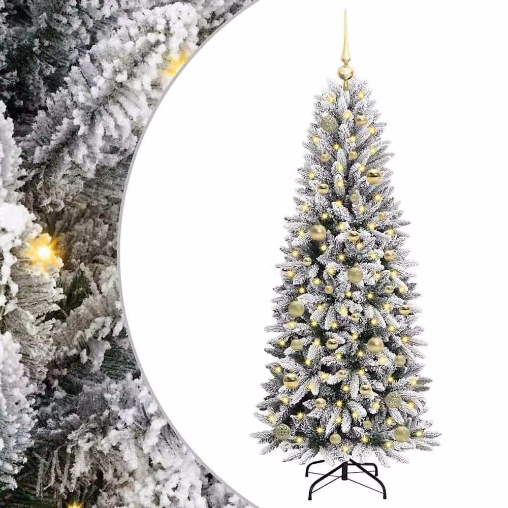 Berkfield Home Green Artificial Christmas Tree with 150 White LEDs, W/D/H: 63 x 63 x 150 cm – 3