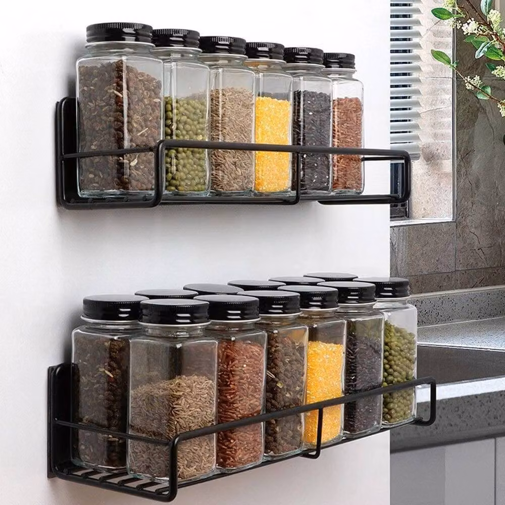 Spetlek 24 Black Spice Jars with Transparent Glass and Lids, W/D/H: 100 x 15 x 15 cm – 2