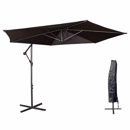 Samuel ALEXANDER 3m Black Cantilever Garden Parasol with Weatherproof Cover and Cross Stand Base – 2