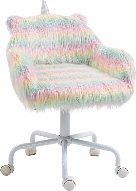 Vinsetto Unicorn Multicolour Fluffy Home Office Chair with Armrests and Swivel Wheels, W/D/H: 120 x 43.5 x 72 cm – 1