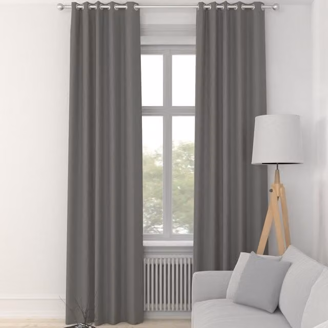 Terrys Louis Made to Measure Grey Blackout Fabric Panel Curtain with Eyelets