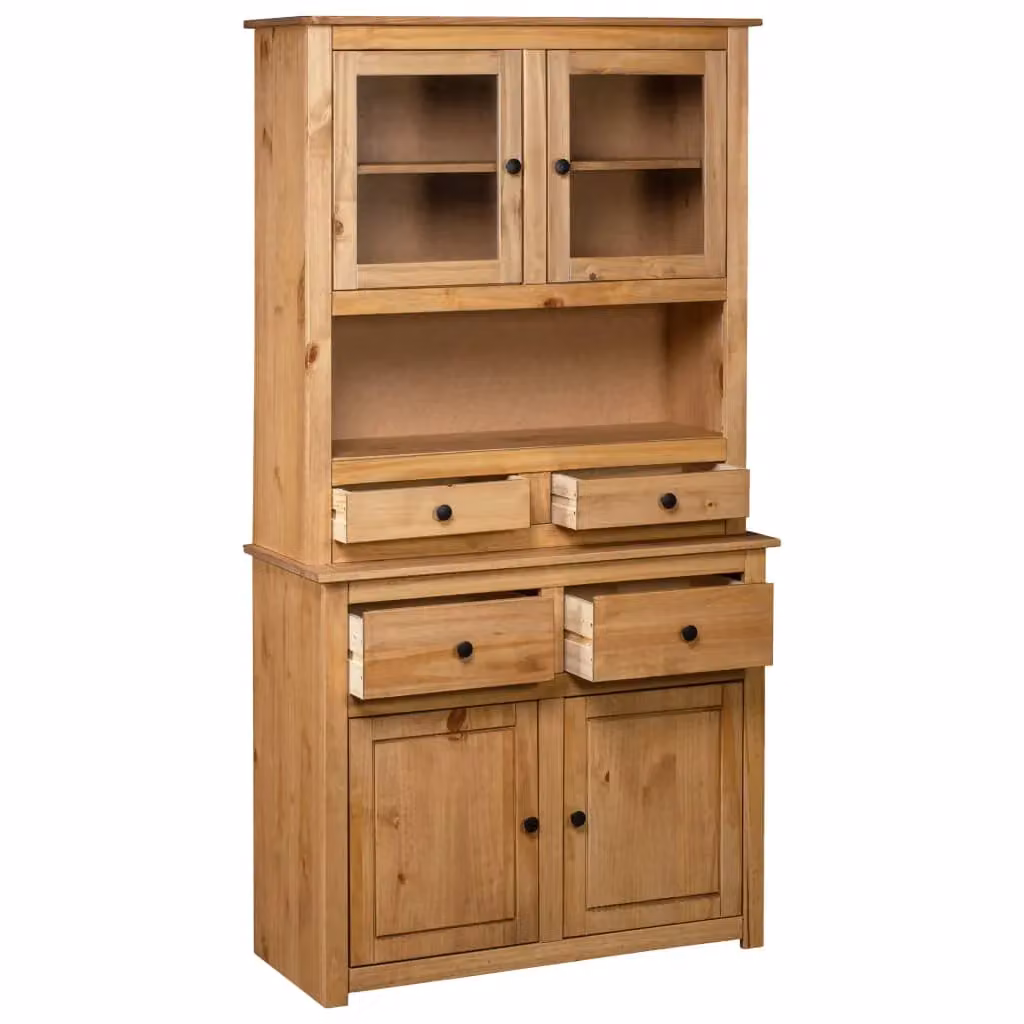 Berkfield Home Panama Range Solid Pine Highboard in Brown, W/D/H: 93 x 40.5 x 180 cm – 2