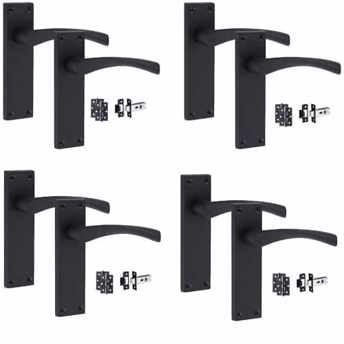 Golden Grace Astrid Victorian Scroll Latch Handles, Matt Black, 4 Sets – 1