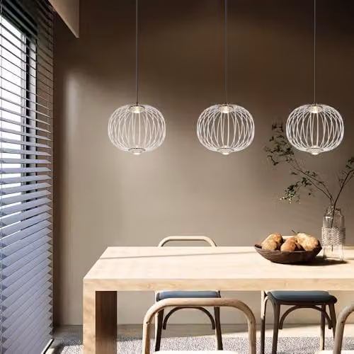 Globo Lighting Chrome LED Pendant Lamp for Dining and Living Rooms, Height: 150 cm, 3 Bulbs Included – 2