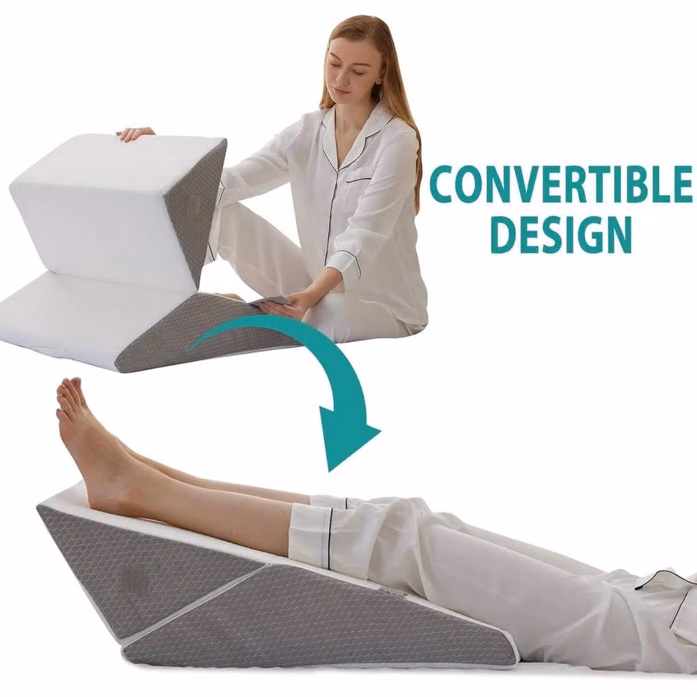 Havendro White 10-in-1 Memory Foam Bed Wedge Pillow for Neck, Back and Knee Support – 3